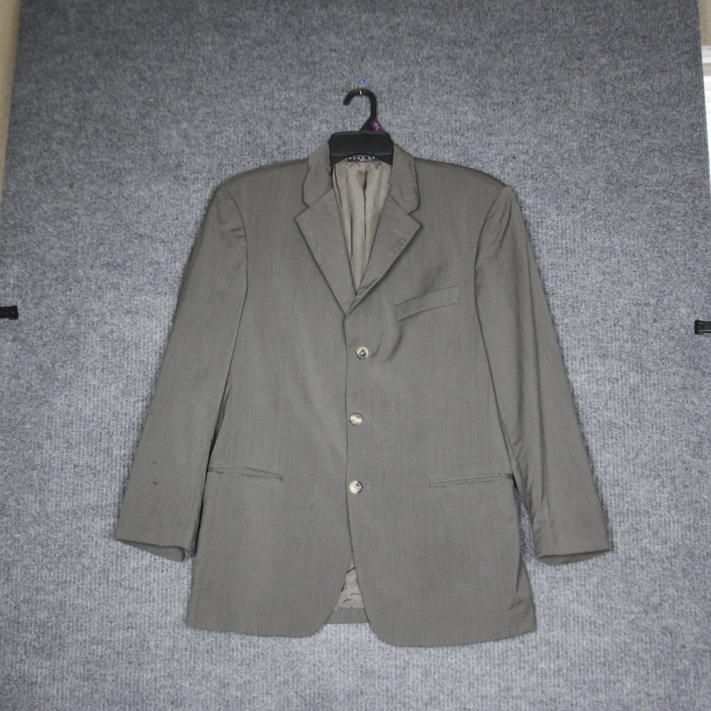 Hugo Boss Blazer Mens 40R Gray Super 100 Wool Single Breasted Flawed